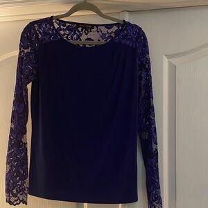Ivanka Trump Royal Blue Lace Sleeve Blouse